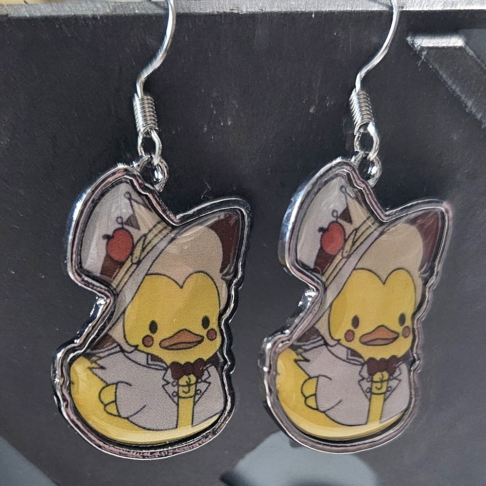 Kawaii Yellow Duck Dangle Earrings Cute Cartoon Chick Silver Hook New- JeepPeeps